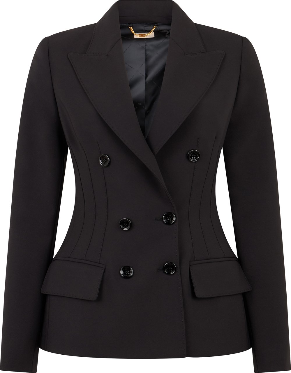 Elisabetta Franchi Double-breasted structured jacket Zwart