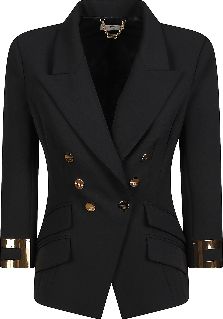 Elisabetta Franchi 3/4 Sleeve Jacket Black Zwart