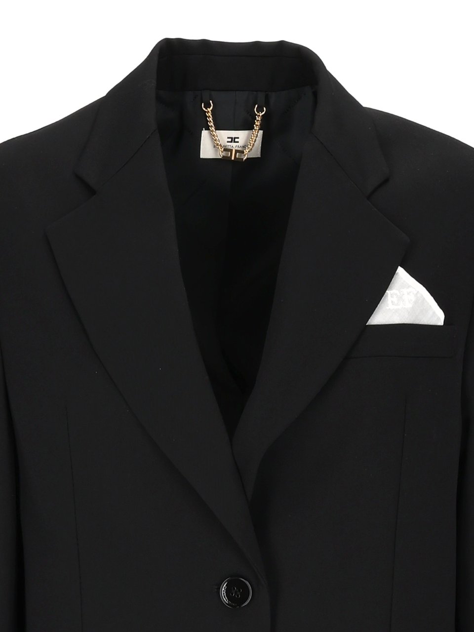 Elisabetta Franchi Refined Black Tailored Blazer With Notch Lapel Zwart