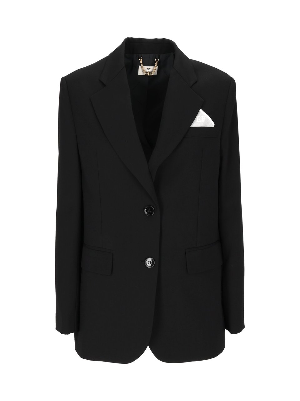 Elisabetta Franchi Refined Black Tailored Blazer With Notch Lapel Zwart