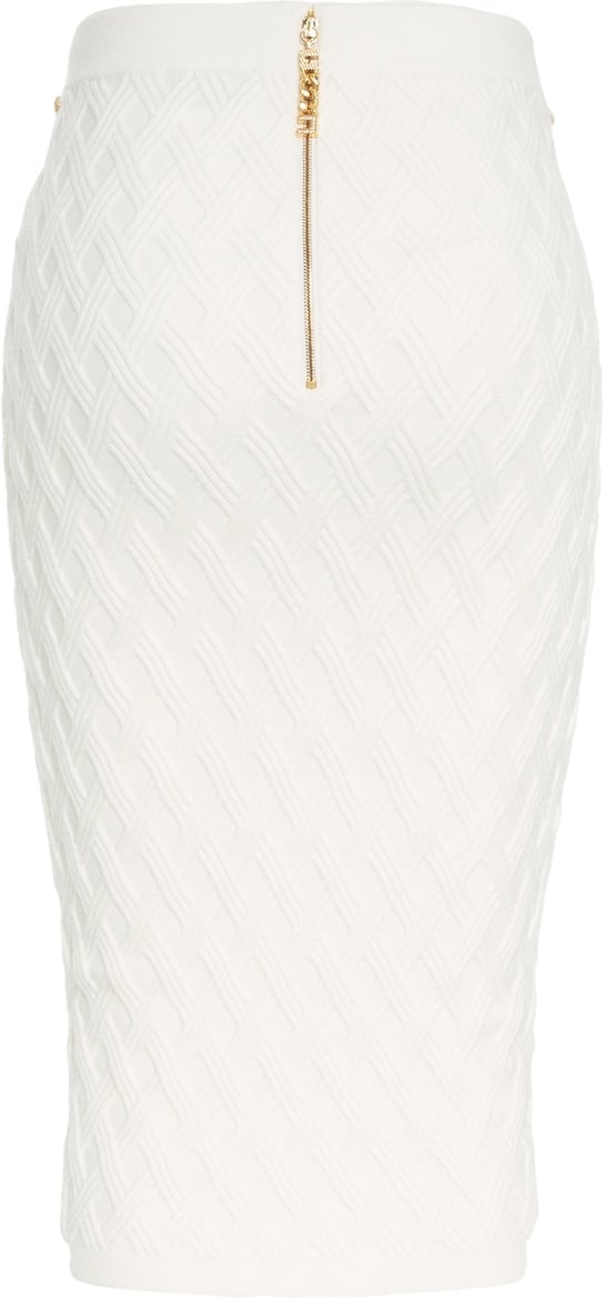 Elisabetta Franchi Knit skirt with chain detail Wit