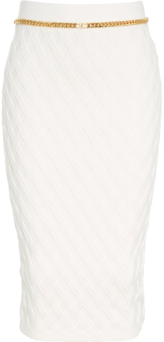 Elisabetta Franchi Knit skirt with chain detail Wit