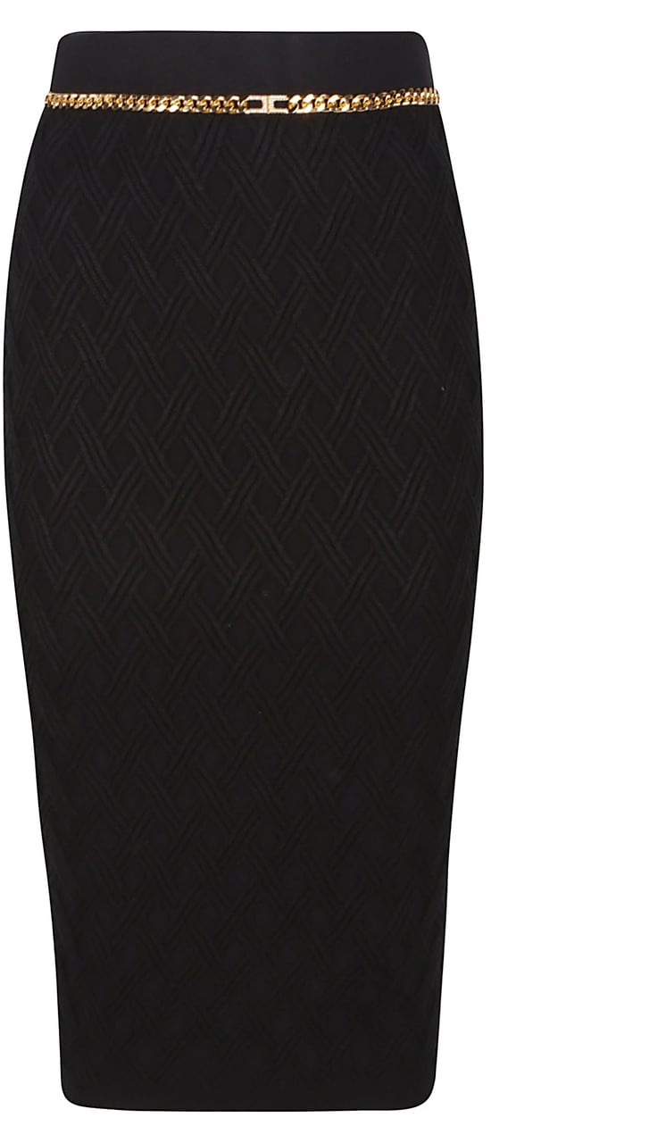 Elisabetta Franchi Midi Skirt Black Zwart