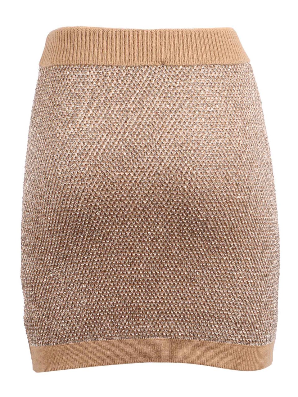 Elisabetta Franchi Textured Gold Accent Knit Mini Skirt Roze