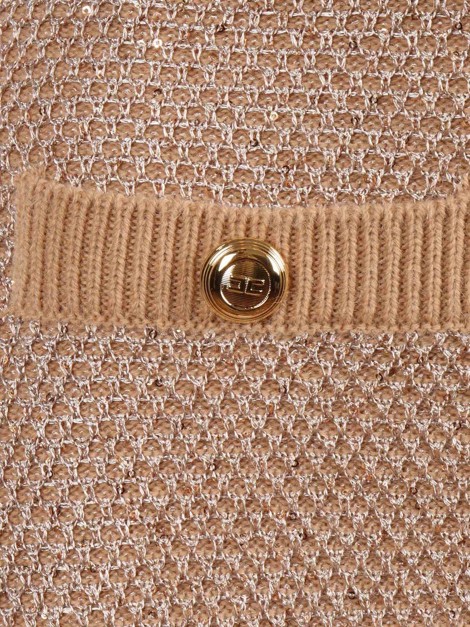 Elisabetta Franchi Textured Gold Accent Knit Mini Skirt Roze