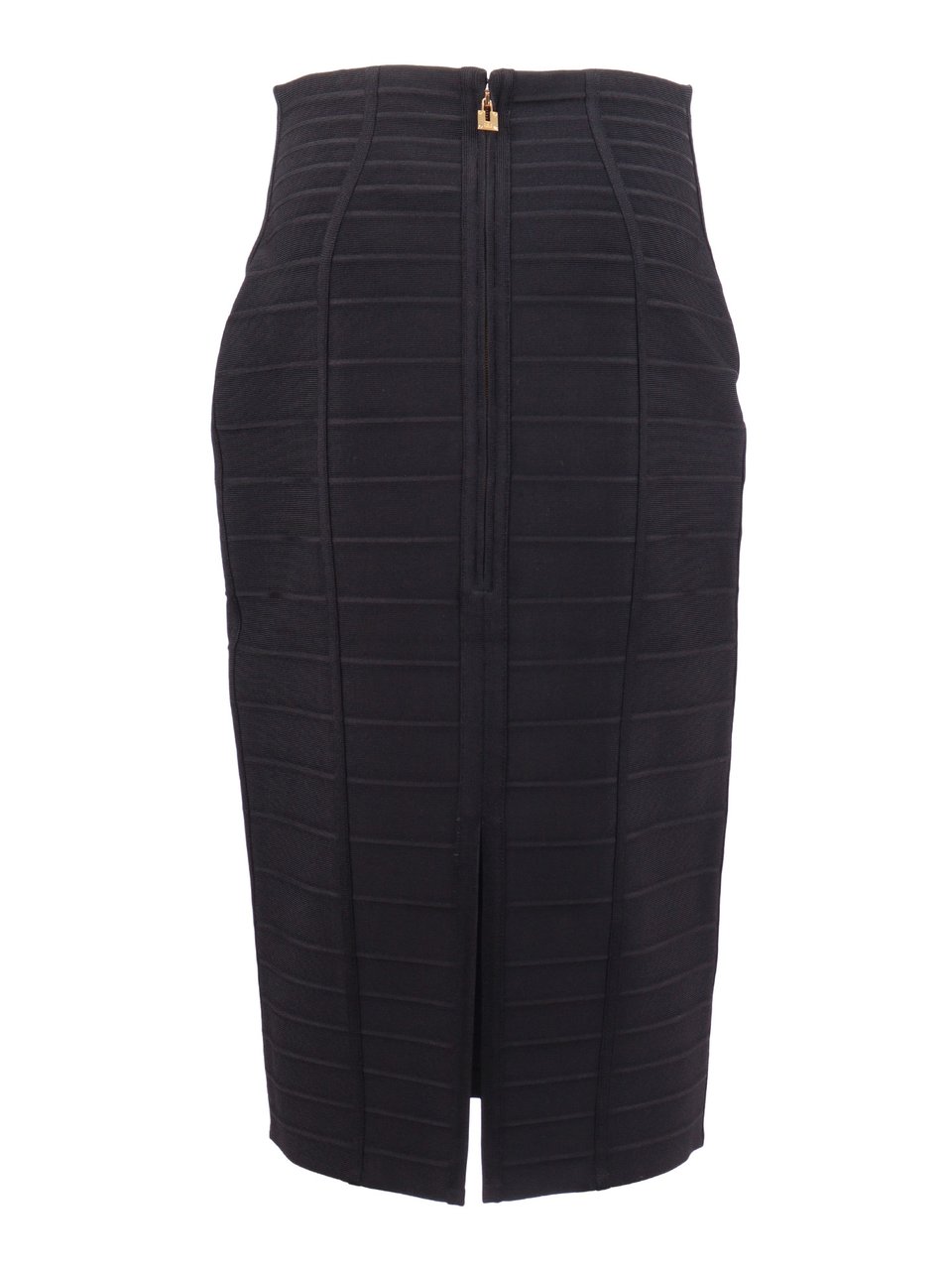 Elisabetta Franchi Black High Waisted Knit Midi Skirt Zwart