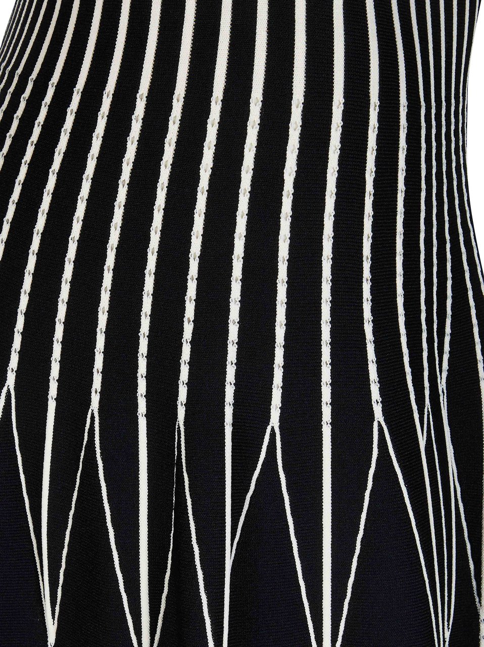 Elisabetta Franchi Black Geometric Flared Knitted Skirt Zwart