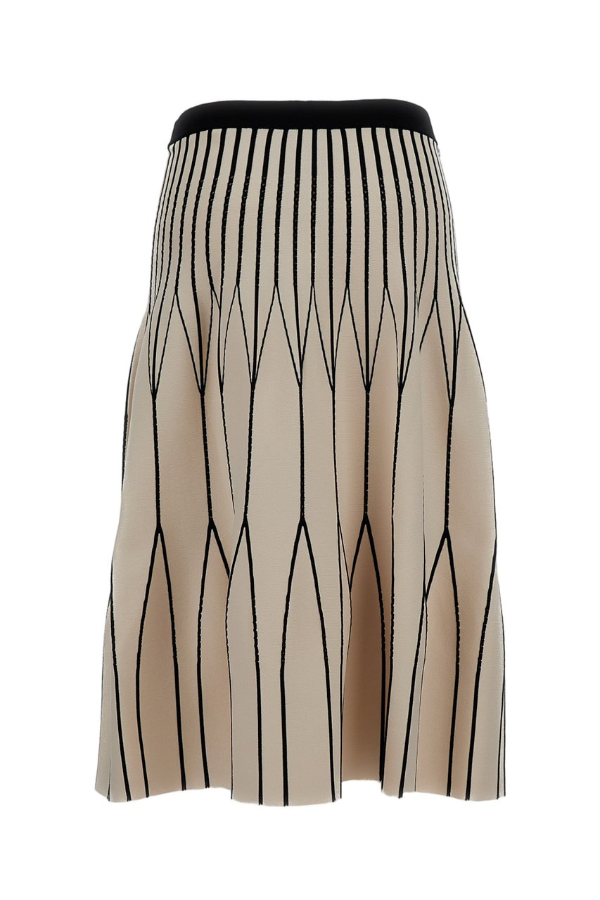 Elisabetta Franchi Beige Midi skirt in stretch knit Neutraal