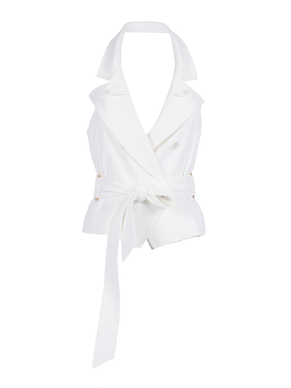 Elisabetta Franchi Tailored Deep V Neck Gilet Vest Wit