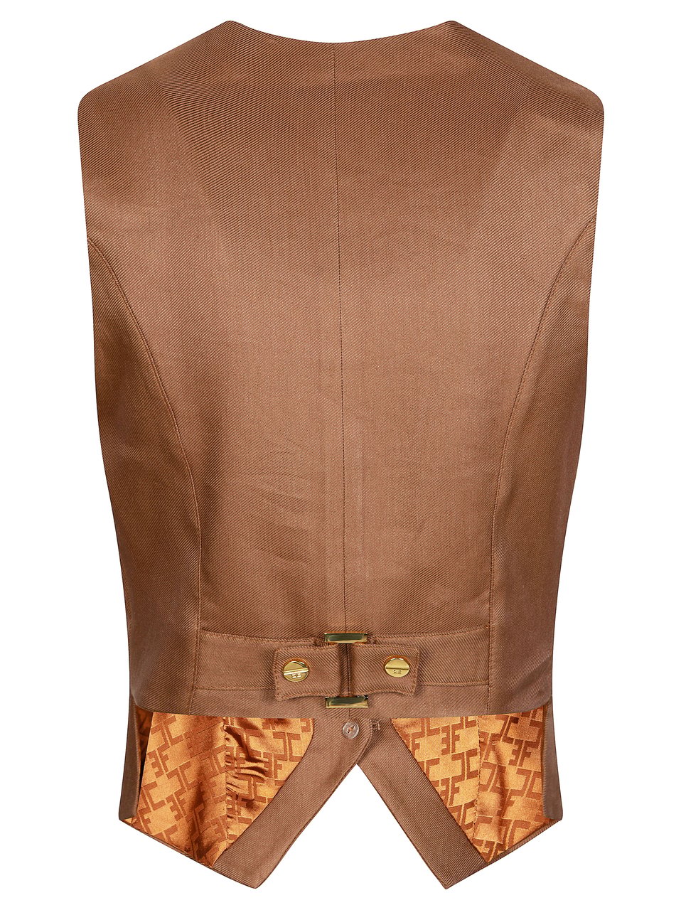 Elisabetta Franchi Tailored Gilet with Structured Silhouette and Gold Accents Bruin