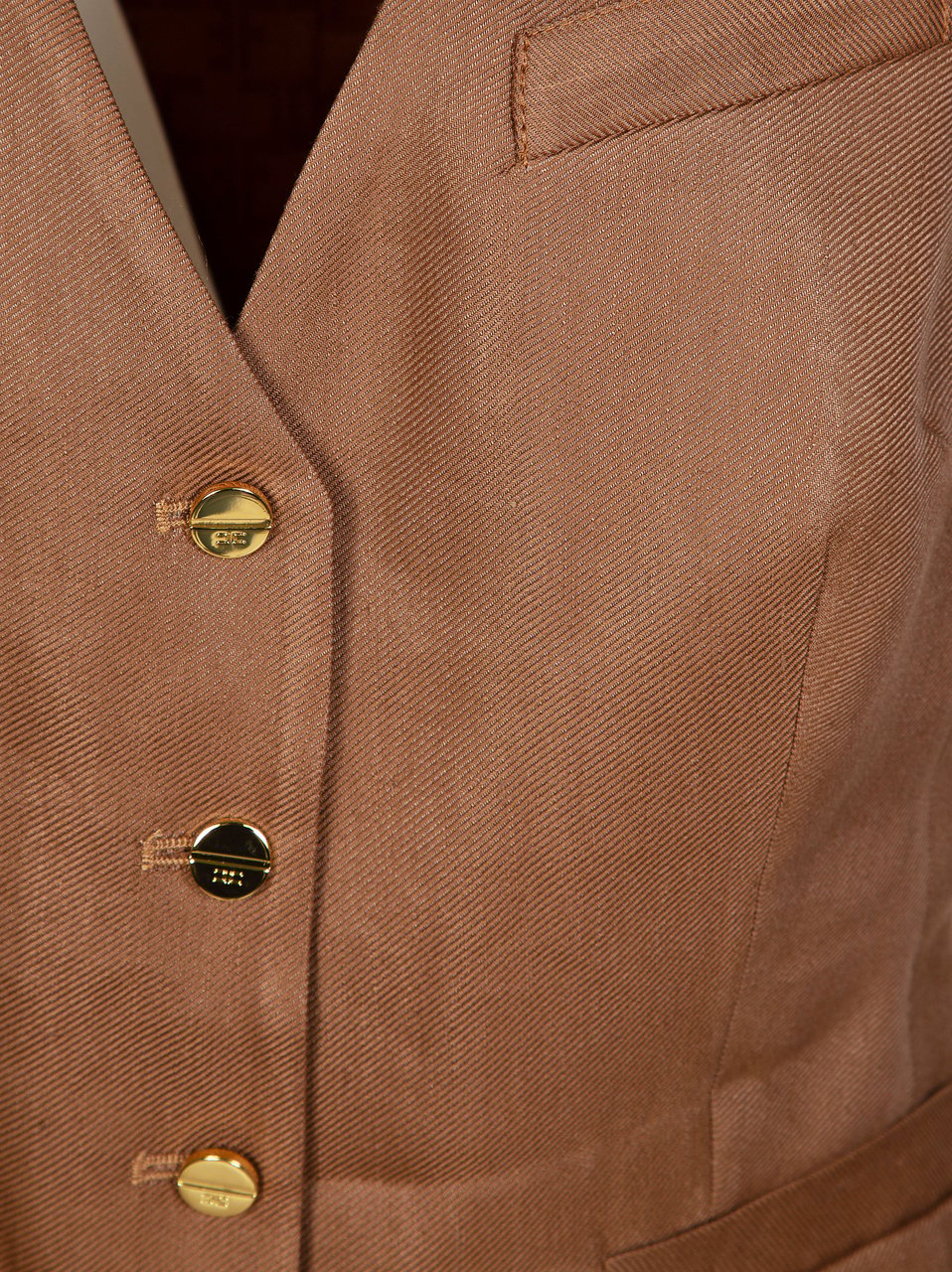 Elisabetta Franchi Tailored Gilet with Structured Silhouette and Gold Accents Bruin