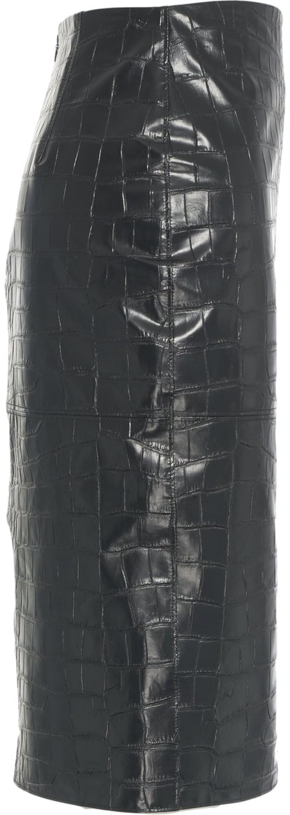 Elisabetta Franchi Pencil skirt with crocodile embossing Zwart