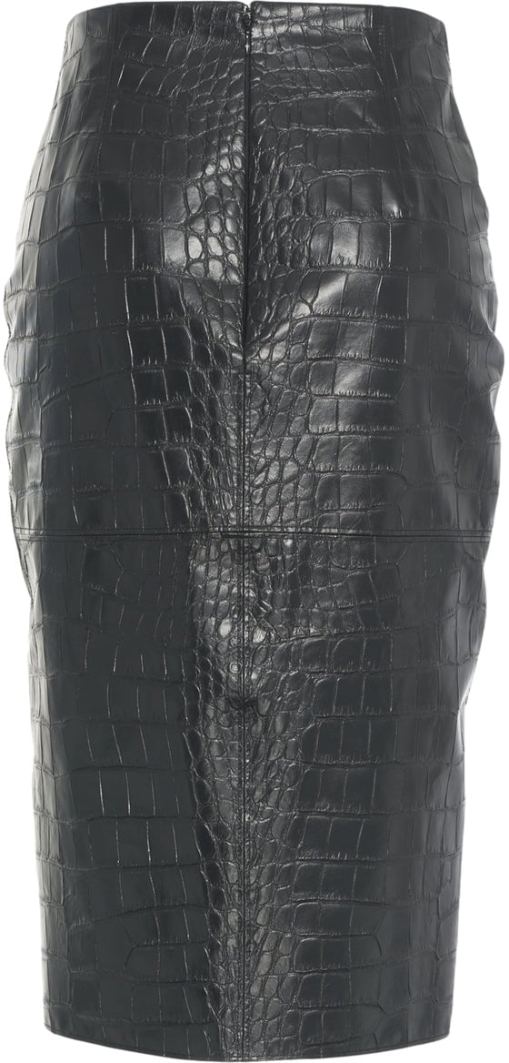 Elisabetta Franchi Pencil skirt with crocodile embossing Zwart