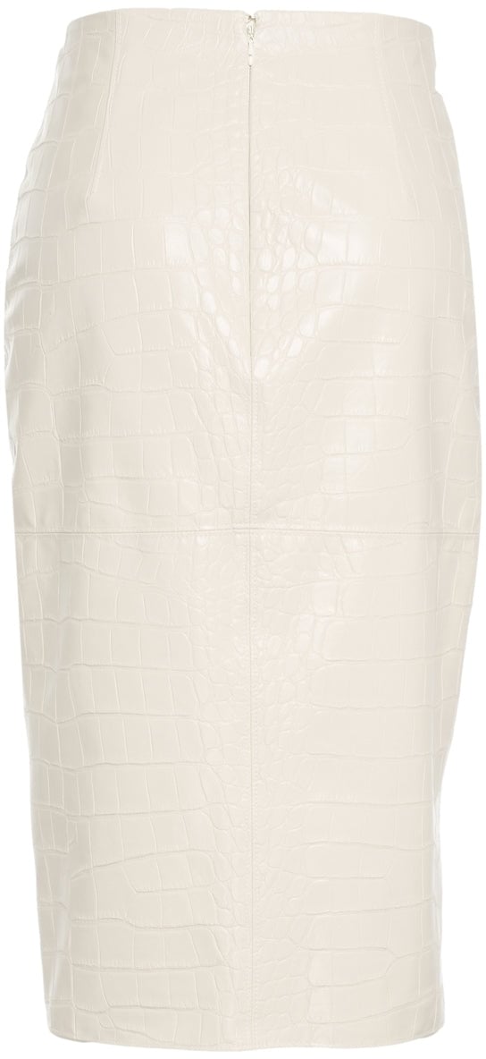 Elisabetta Franchi Pencil skirt with crocodile embossing Wit