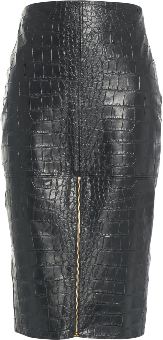 Elisabetta Franchi Pencil skirt with crocodile embossing Zwart