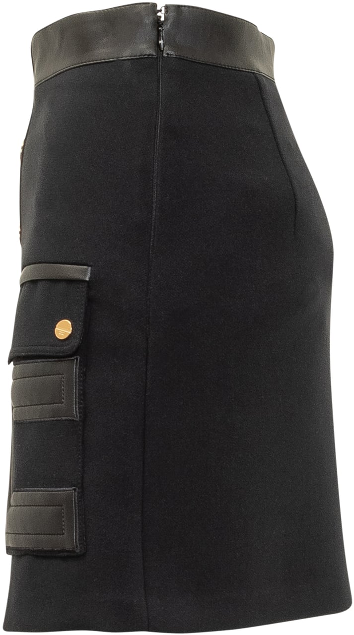 Elisabetta Franchi Gonna Elisabetta Franchi con Bottoni Oro, Tasche e Chiusura a Zip Zwart