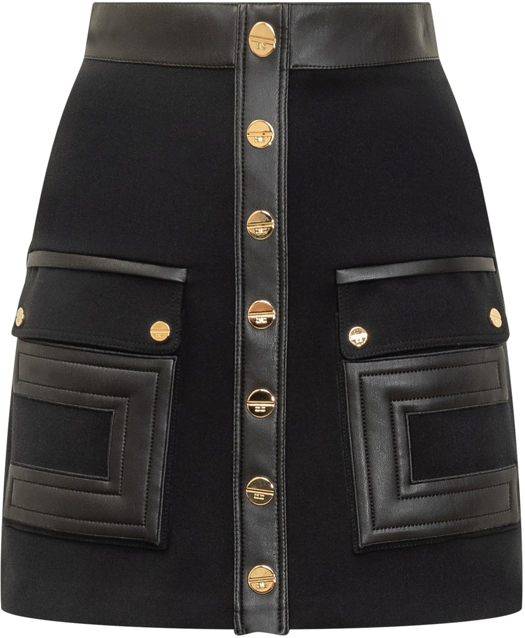 Elisabetta Franchi Gonna Elisabetta Franchi con Bottoni Oro, Tasche e Chiusura a Zip Zwart