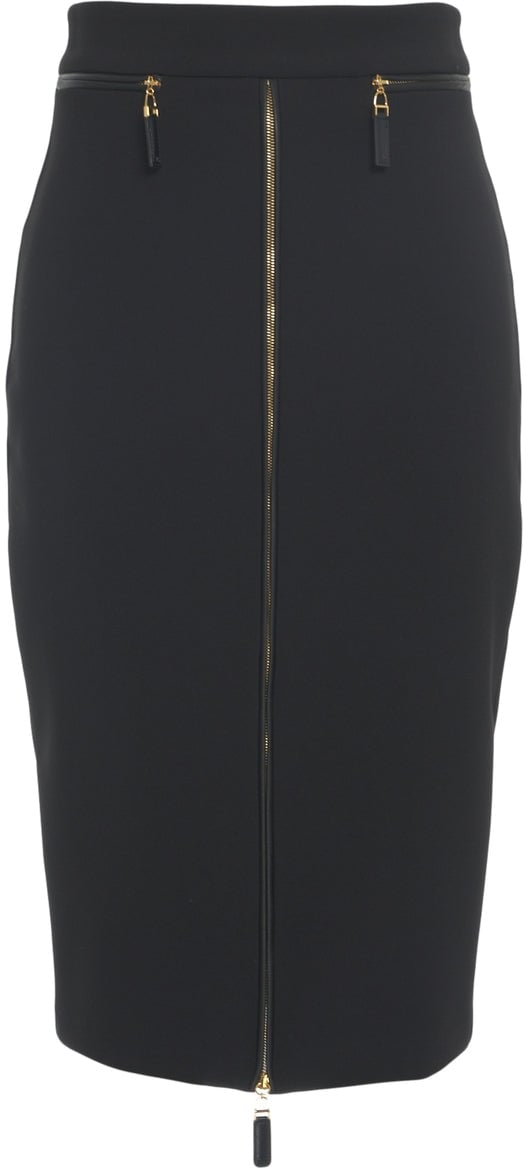 Elisabetta Franchi Midi skirt with logo details Zwart