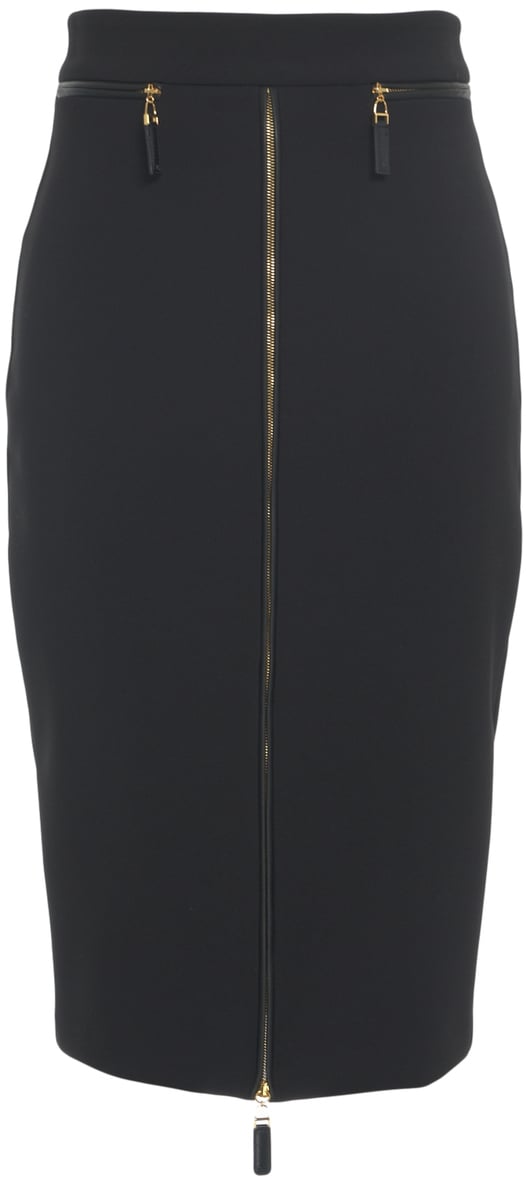 Elisabetta Franchi Gonna midi con dettagli logo Zwart