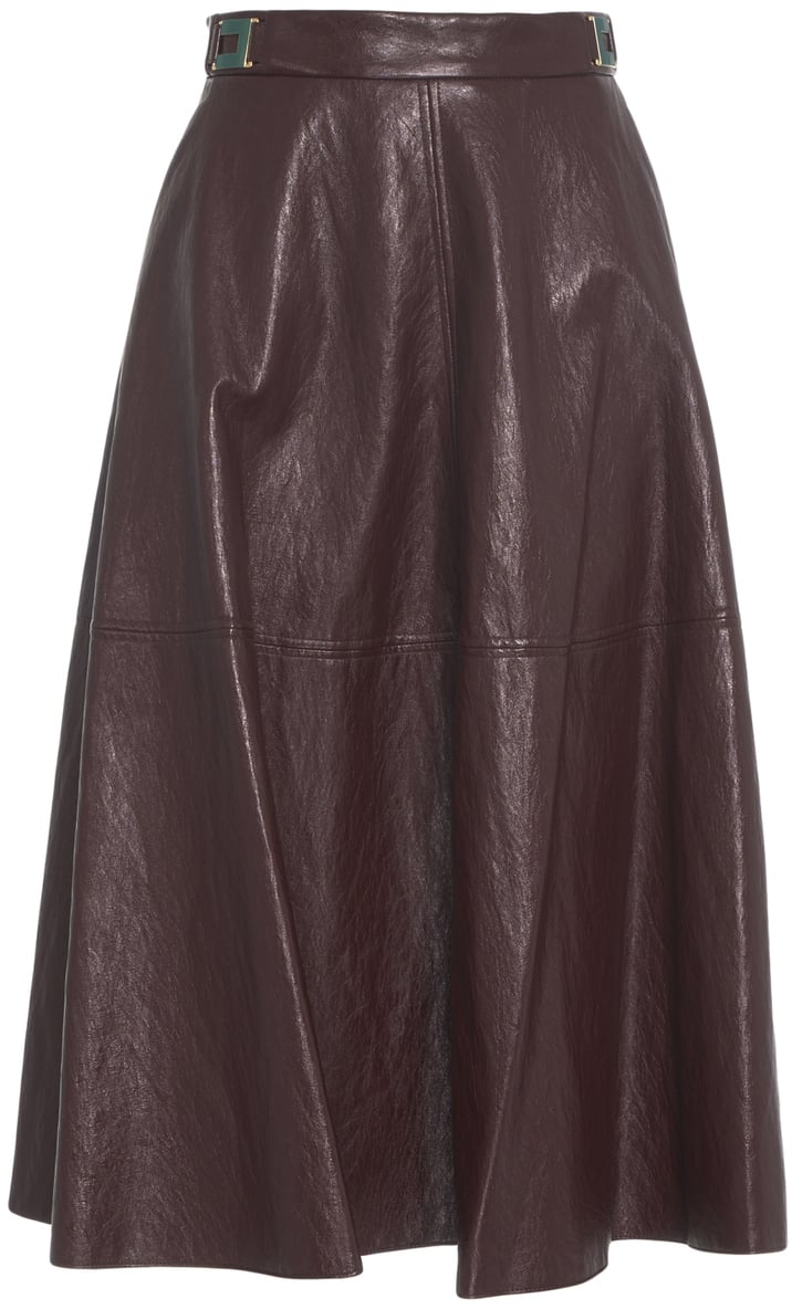 Elisabetta Franchi Gonna Midi in Ecopelle Rood