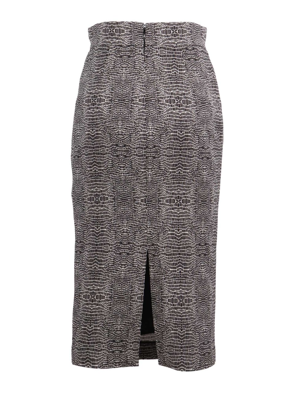Elisabetta Franchi Reptilian Pattern Gold Chain Pencil Skirt Grijs