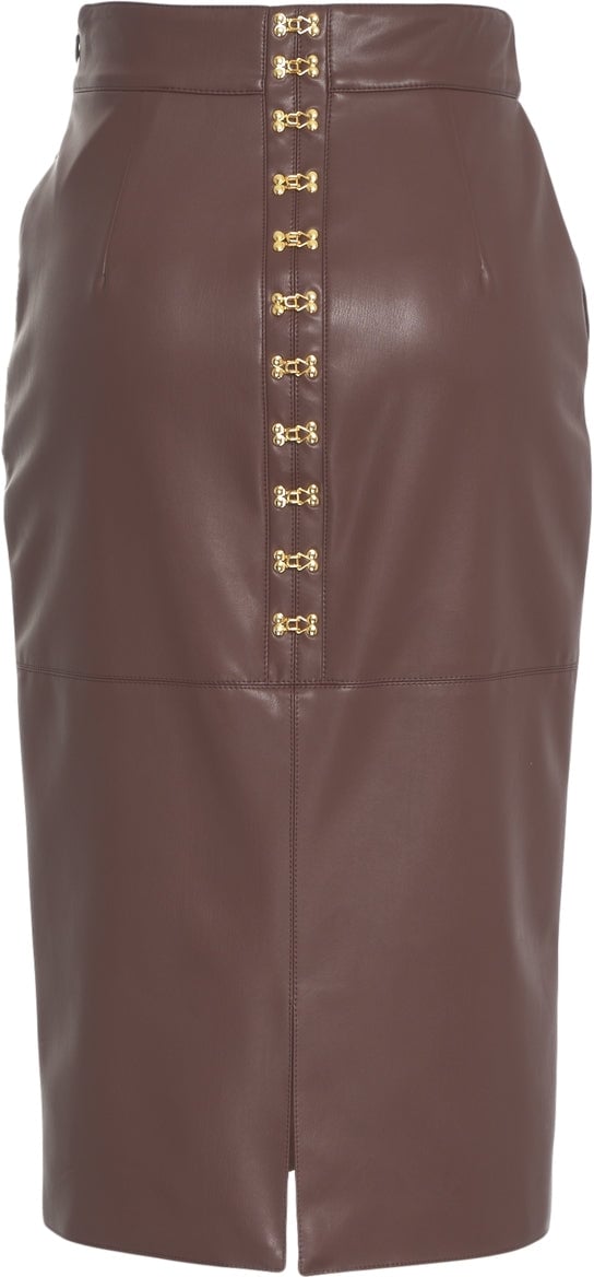 Elisabetta Franchi Pencil skirt made of faux leather Bruin