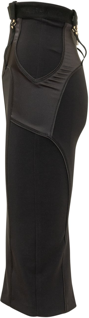Elisabetta Franchi Gonna Midi con Cintura e Cuciture Zwart