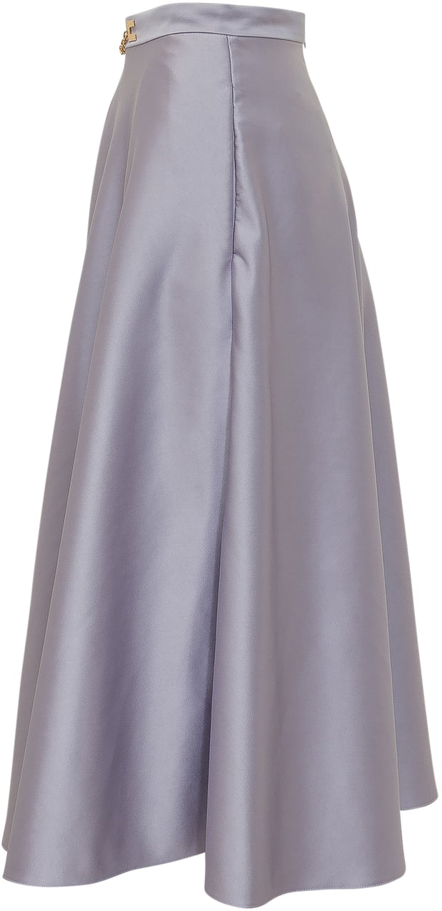 Elisabetta Franchi Gonna Midi Svasata con Catena Lichtgrijs