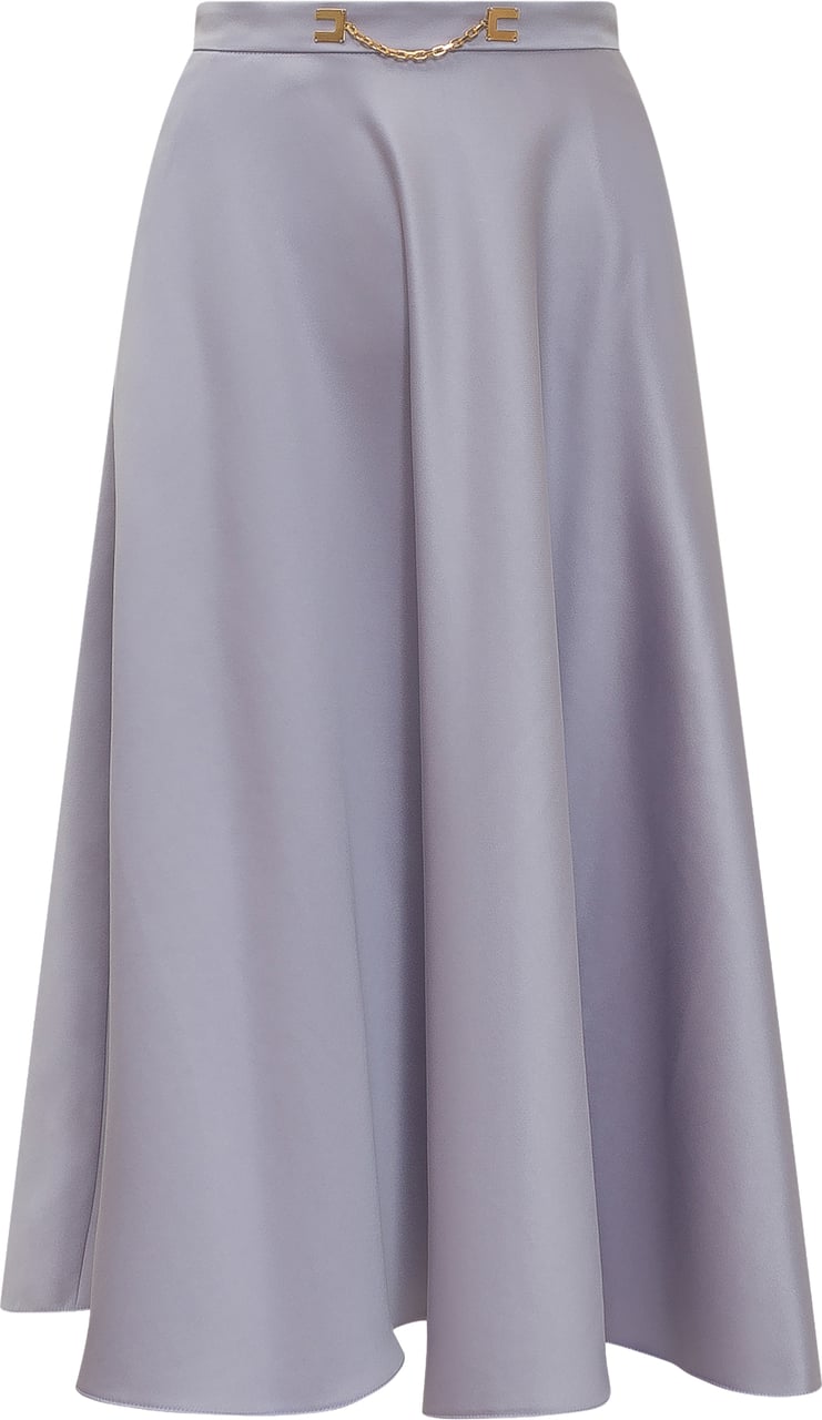 Elisabetta Franchi Gonna Midi Svasata con Catena Lichtgrijs