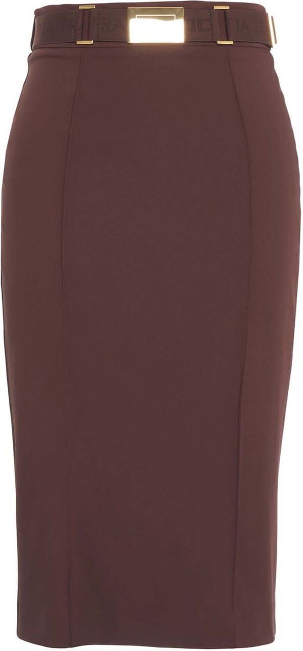 Elisabetta Franchi Midi skirt with logo belt Bruin