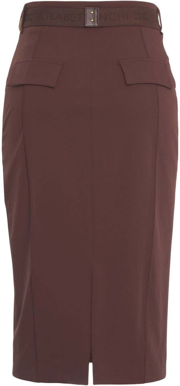 Elisabetta Franchi Midi skirt with logo belt Bruin