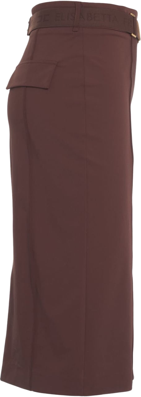 Elisabetta Franchi Midi skirt with logo belt Bruin