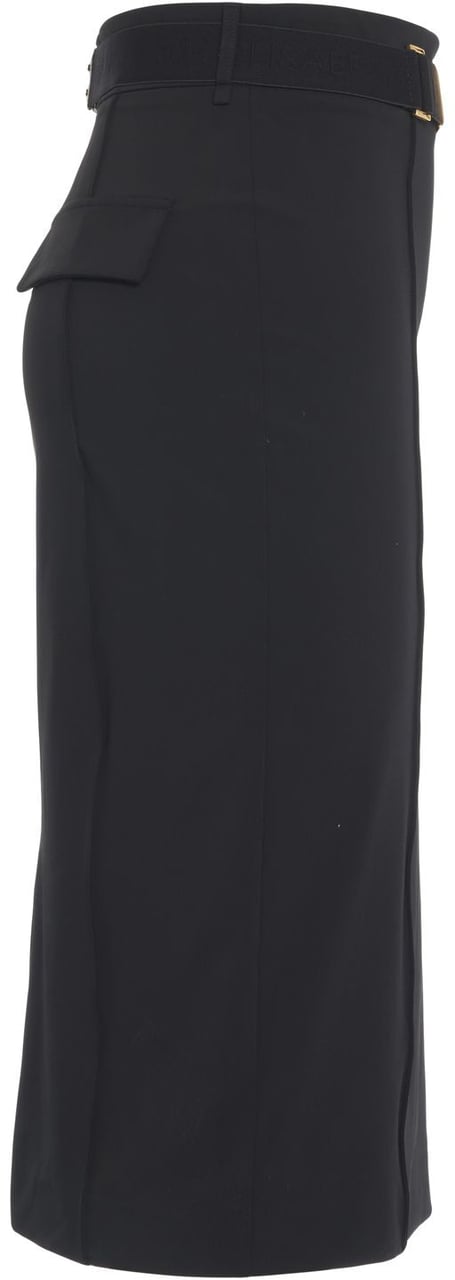 Elisabetta Franchi Midi skirt with logo belt Zwart