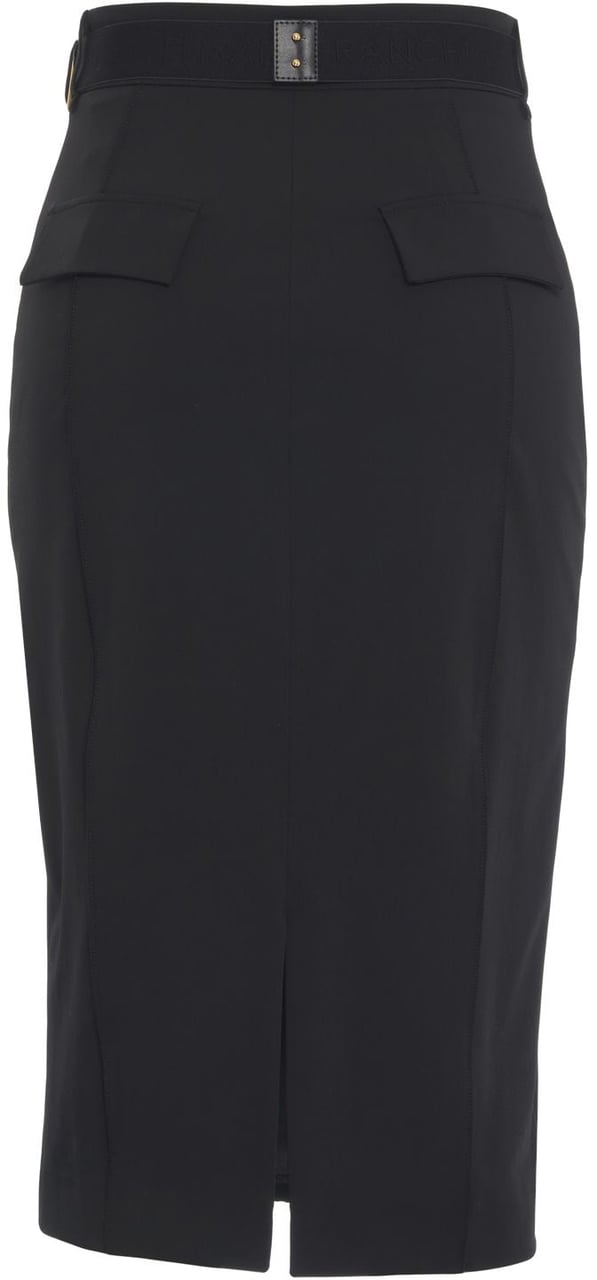 Elisabetta Franchi Midi skirt with logo belt Zwart