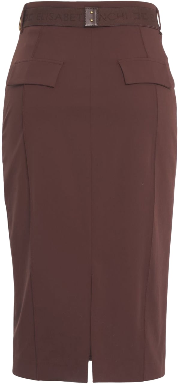 Elisabetta Franchi Midi skirt with logo belt Bruin