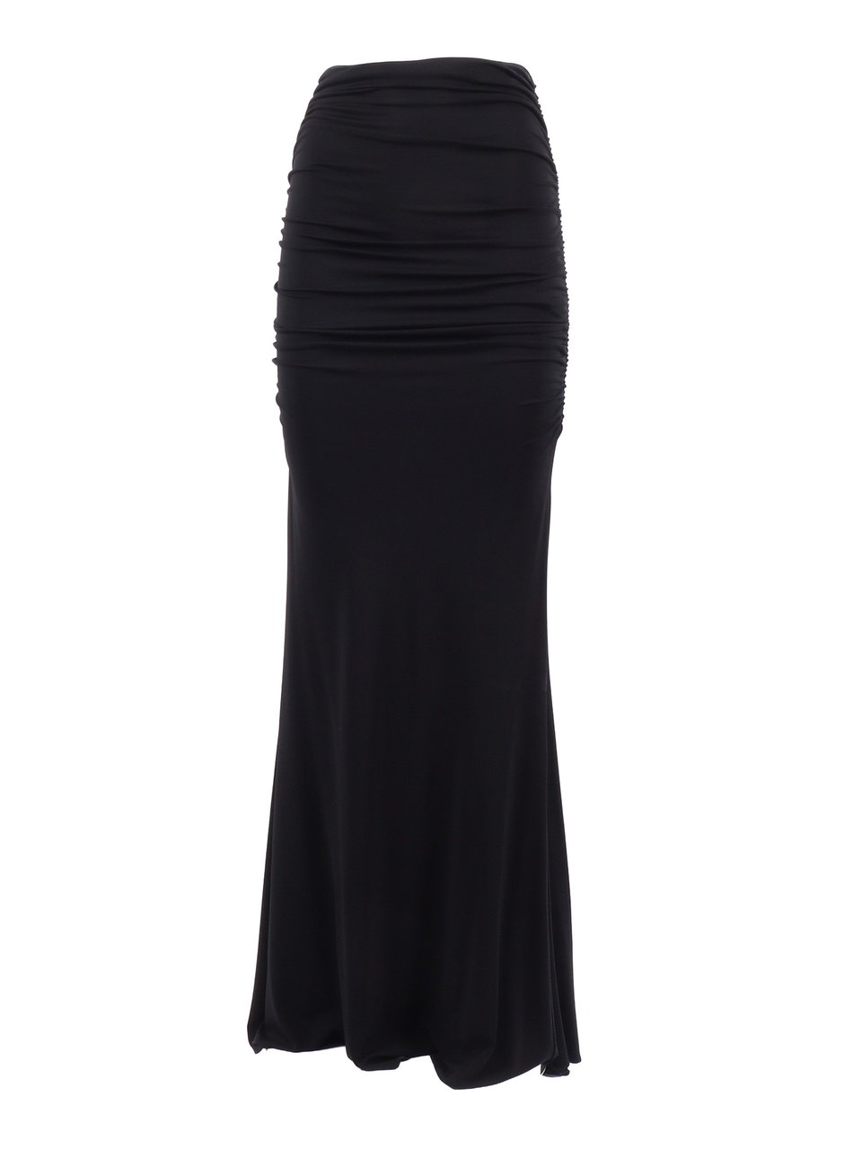 Elisabetta Franchi Ruched Flared Hem Midi Skirt Zwart