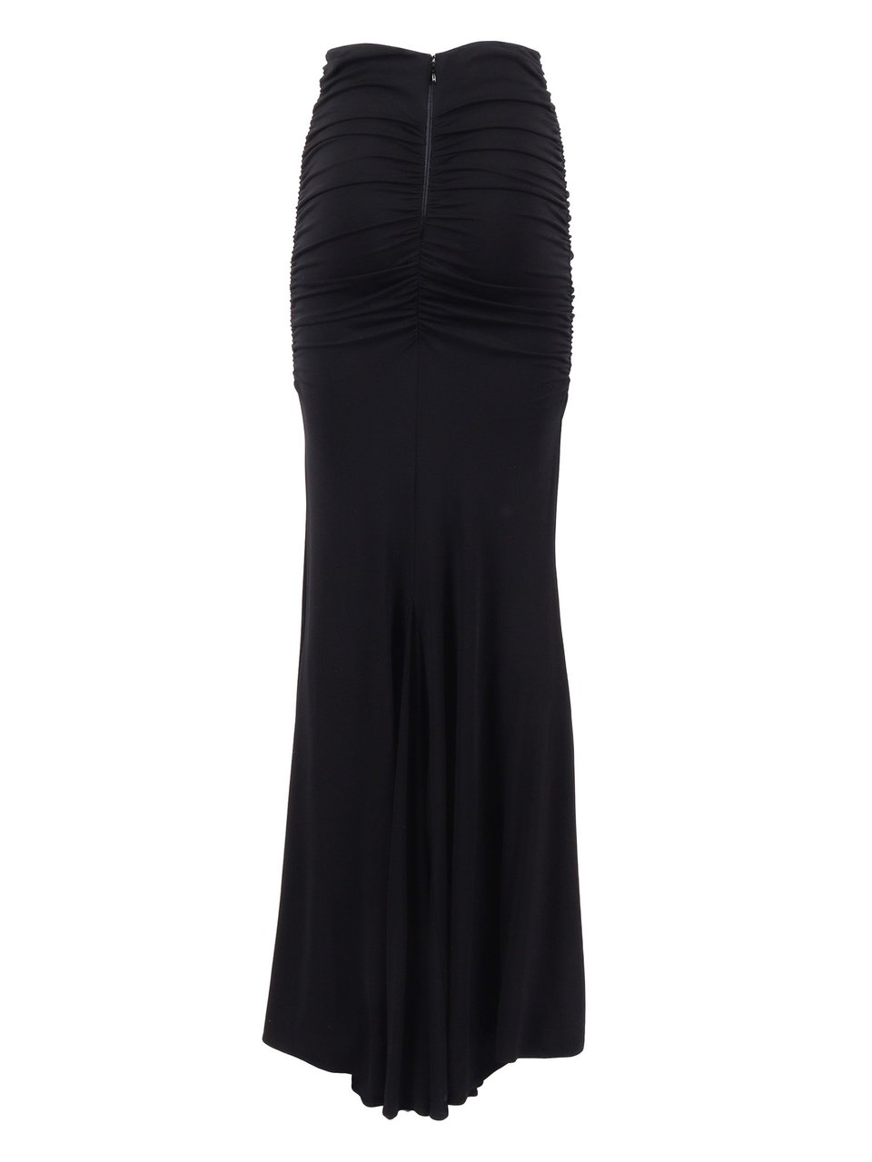 Elisabetta Franchi Ruched Flared Hem Midi Skirt Zwart