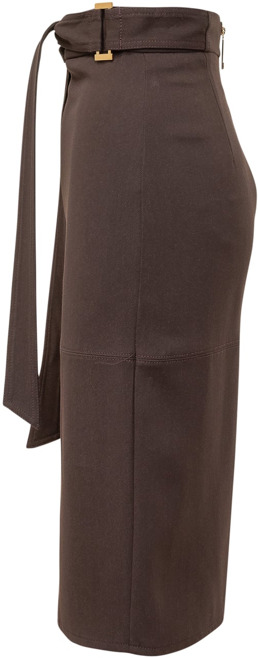 Elisabetta Franchi Gonna Midi a Vita Alta con Cintura Bruin