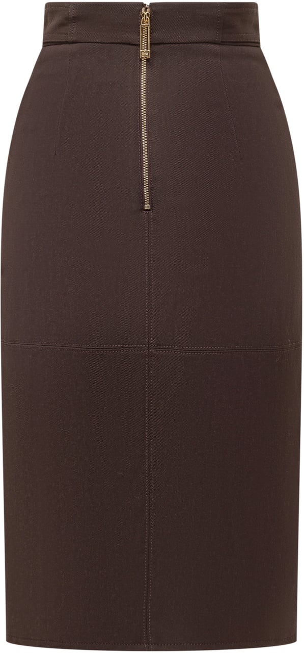 Elisabetta Franchi Gonna Midi a Vita Alta con Cintura Bruin