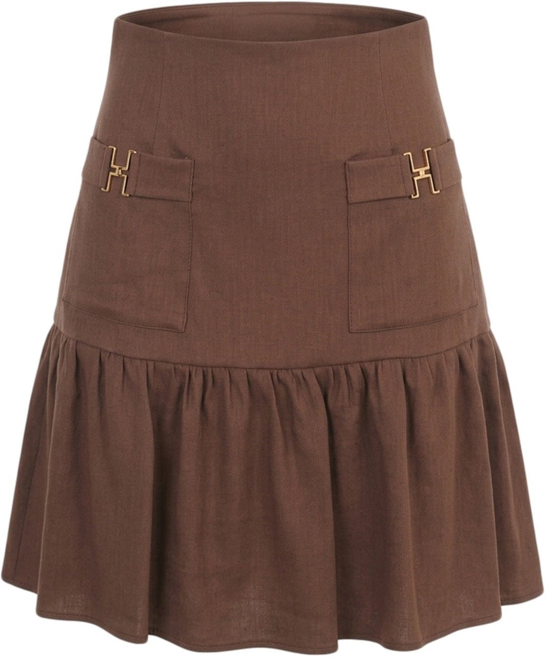 Elisabetta Franchi Linen blend mini skirt Bruin