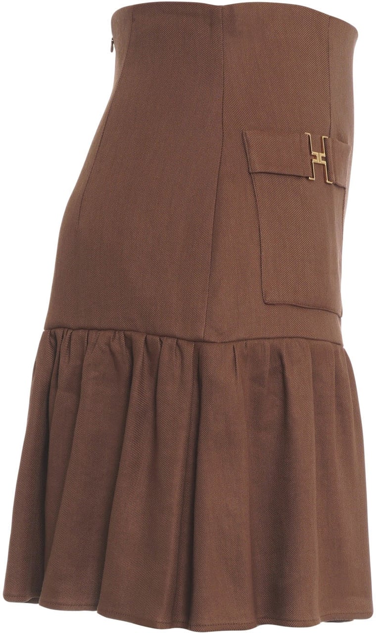 Elisabetta Franchi Linen blend mini skirt Bruin