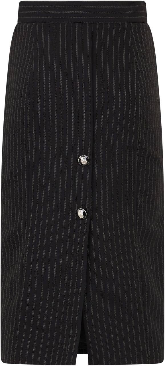Elisabetta Franchi Slim fit dress in pinstripe fabric Zwart