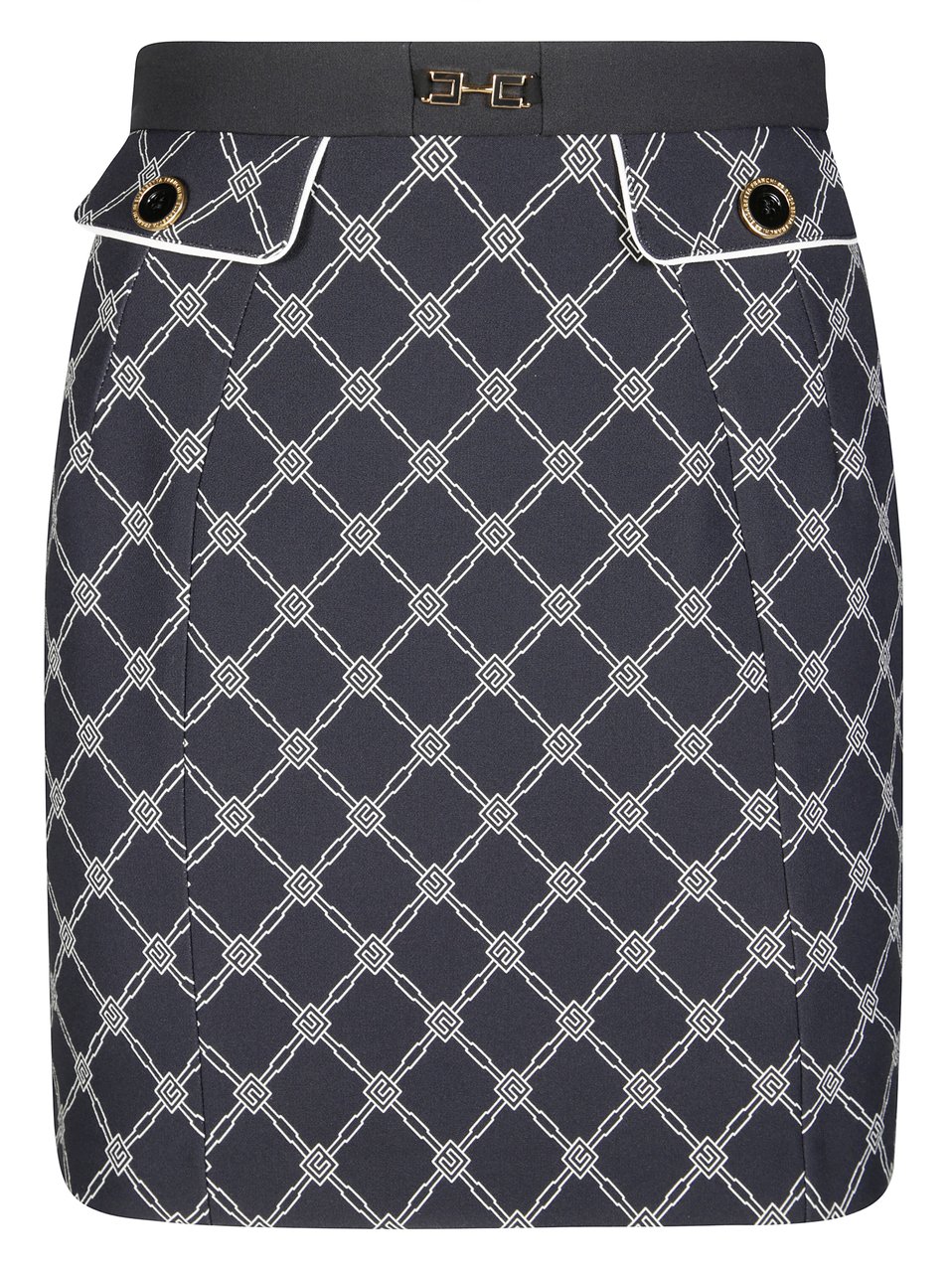 Elisabetta Franchi Mini Skirt with Geometric Chain-Link Pattern Grijs