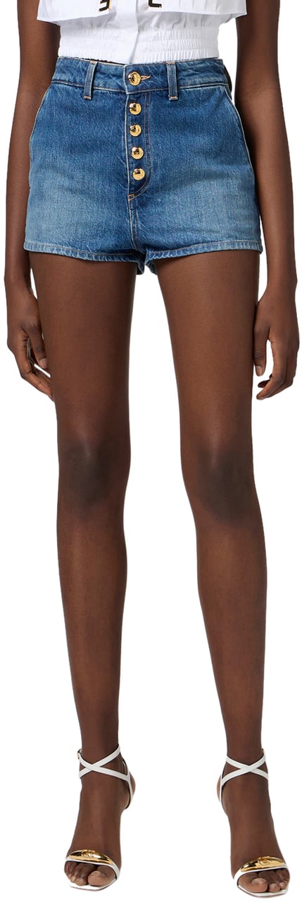 Elisabetta Franchi Shorts Blue Denim Blauw