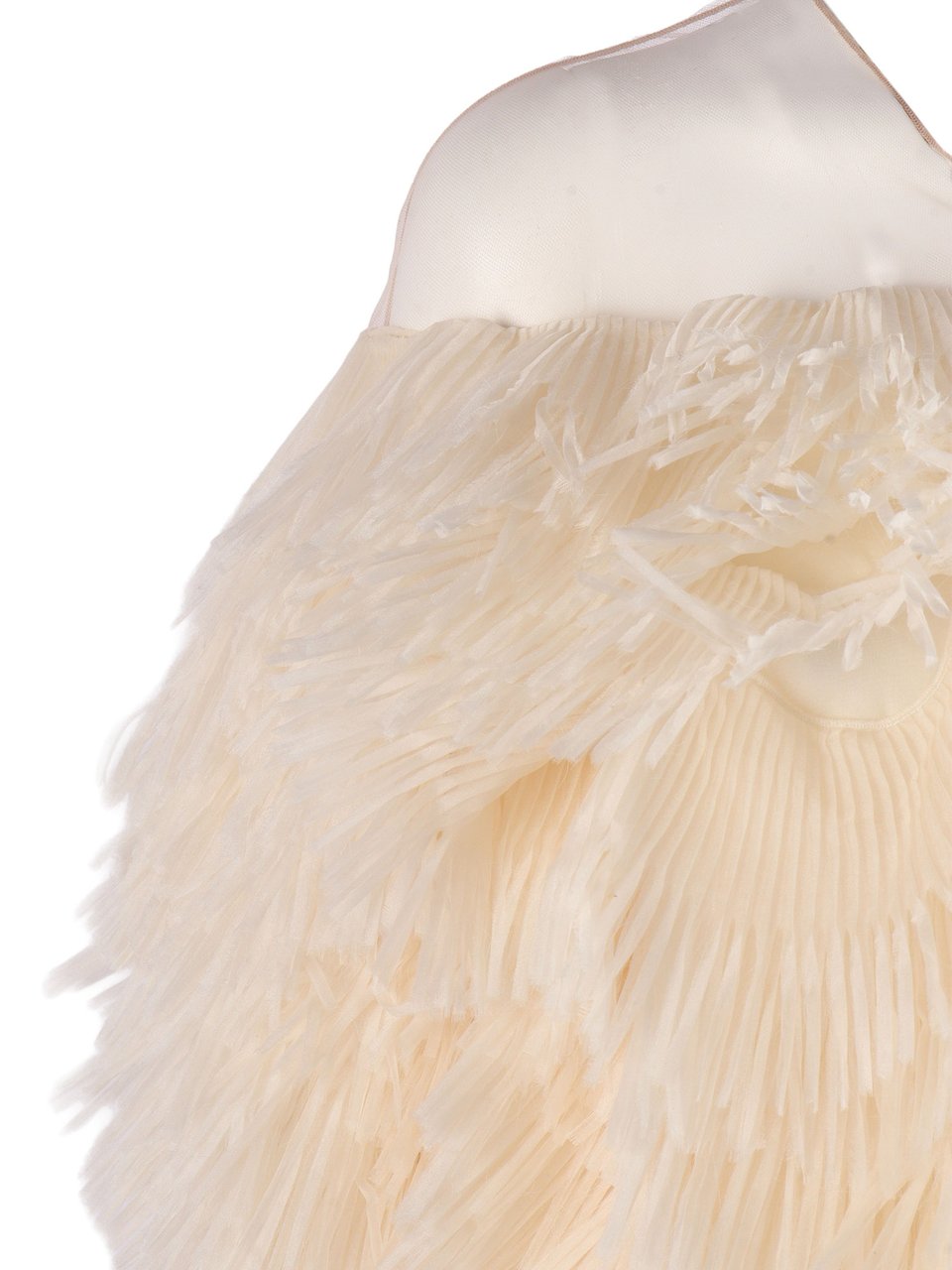 Elisabetta Franchi Textured Cropped Feather Design Jacket Neutraal