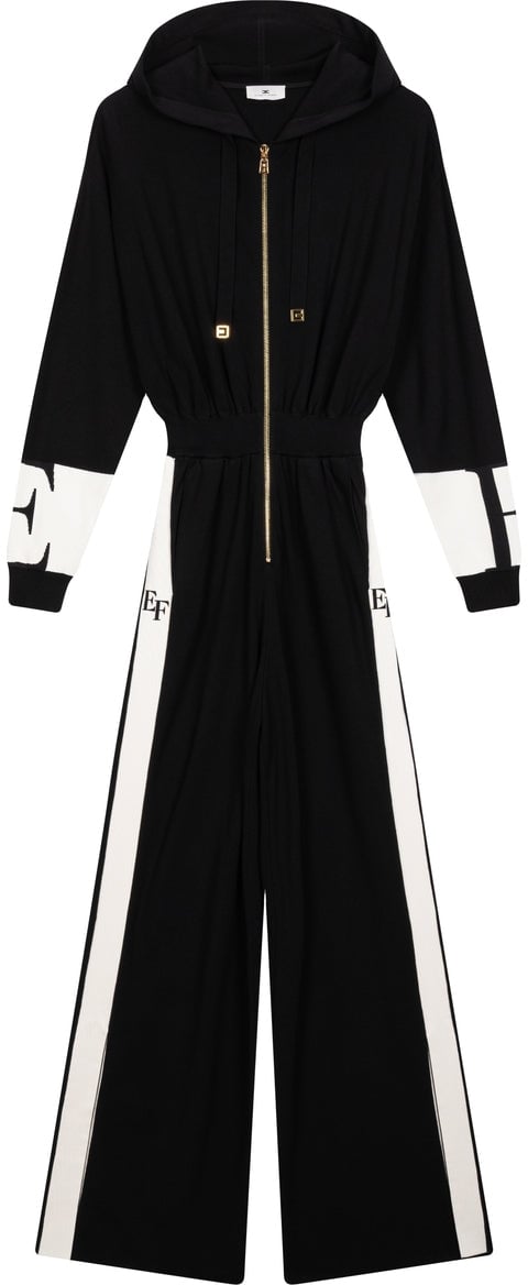 Elisabetta Franchi Jumpsuit with hood Zwart