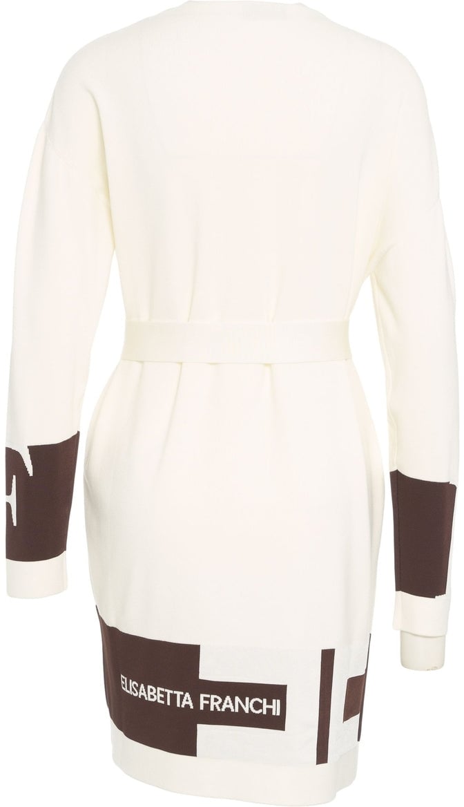 Elisabetta Franchi Cardigan with waist belt Wit