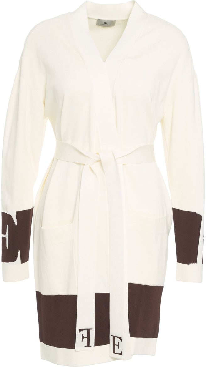 Elisabetta Franchi Cardigan with waist belt Wit