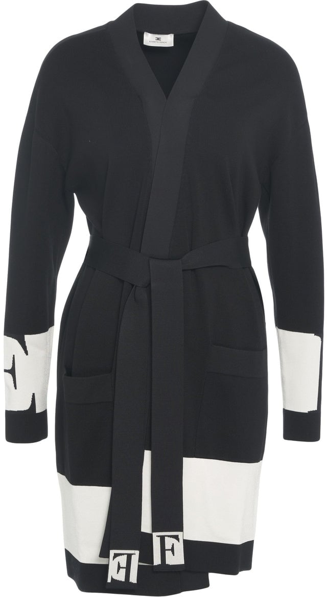 Elisabetta Franchi Cardigan with waist belt Zwart