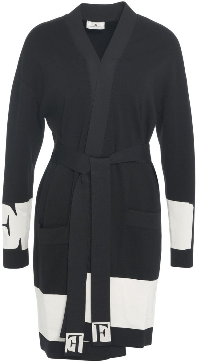 Elisabetta Franchi Cardigan con cintura in vita Zwart